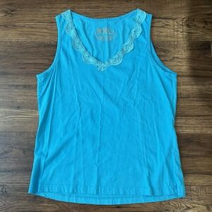 Vintage Y2K Womens Large Lace Trim‎ Cami Blue Boho Coquette Bratz Fairy Summer